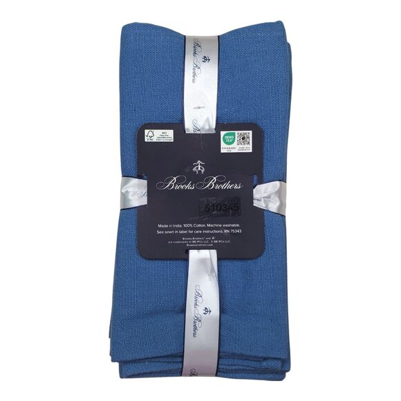 Brooks Brothers Oblong Tablecloth & Napkins Set 60"x104" 18"x18" Napkins Blue - Picture 12 of 13
